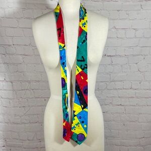 Vintage Policy Colorful Geometric Pattern Polyester Tie